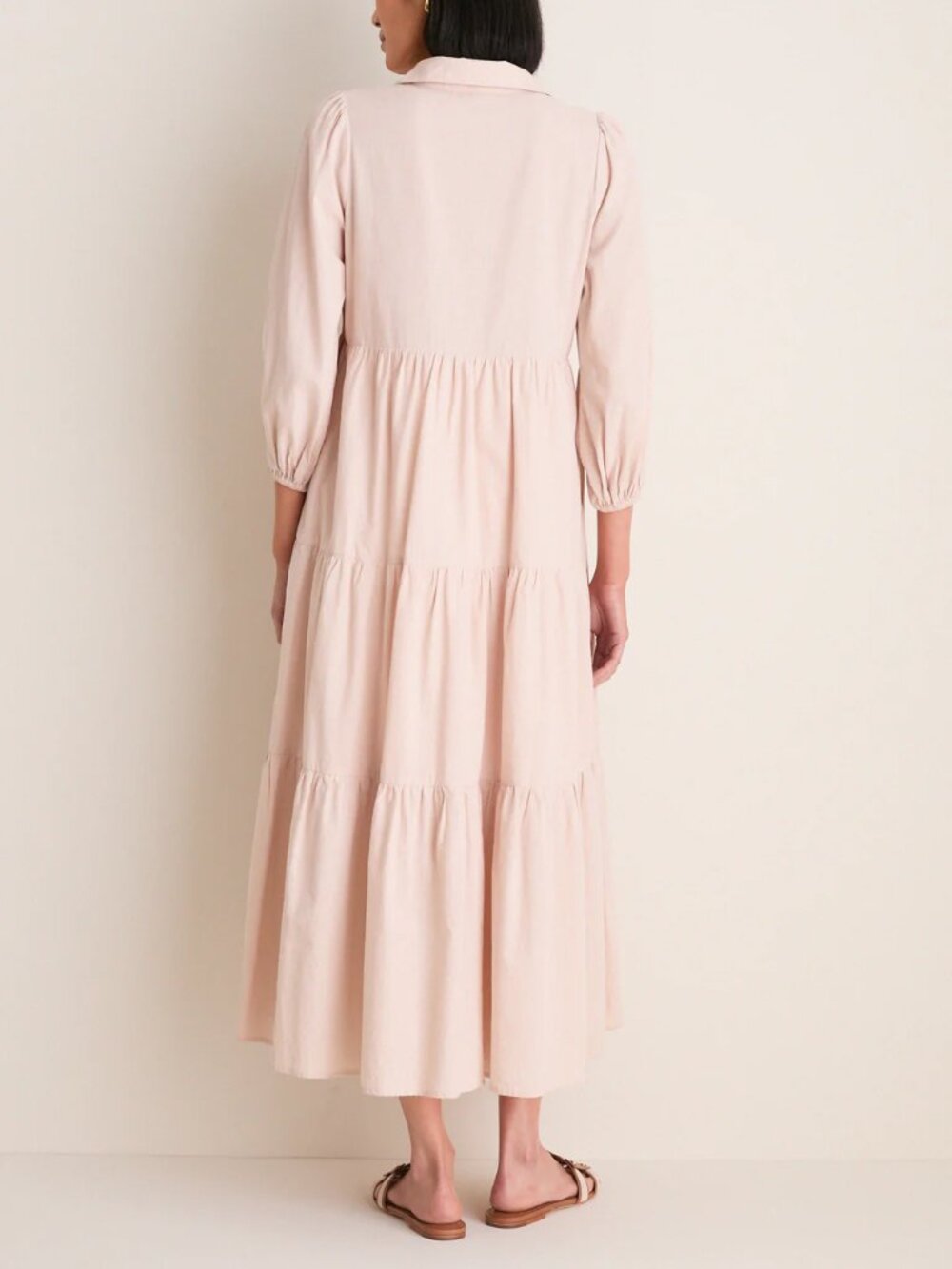 NWT Pomander Place Sandstone Cotton Mabel Maxi Tiered Dress Sz. L - Picture 5 of 10